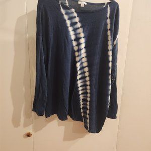 J. Jill Pure Jill: Dark Blue Tie-Dyed Long Sleeve Shirt - Casual Cool Vibes!